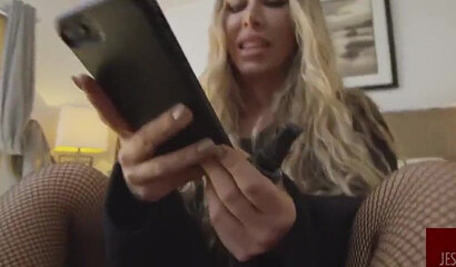 Gorgeous blonde girl with curly hair Nicole Aniston gets dick from behind