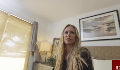 Gorgeous blonde girl with curly hair Nicole Aniston gets dick from behind