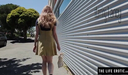 Redhead bitch with big tits masturbates with rope all over her