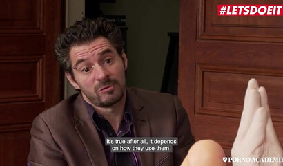 Skinny schoolgirl with big tits Michael Cheritto gets rammed by two friends