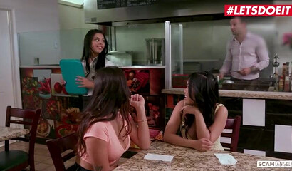 Curvy pornstars Cindy Starfall, Gina Valentina and Karlee Grey share one stiff prick