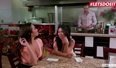 Curvy pornstars Cindy Starfall, Gina Valentina and Karlee Grey share one stiff prick