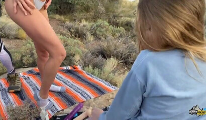 Brunette girl with buttplug in her ass gets banged in public