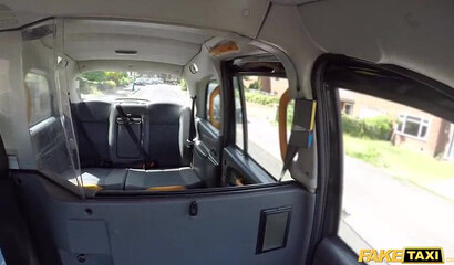 Blonde bitch with natural tits and enormous ass fucks taxi dude