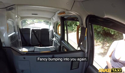 Blonde bitch with natural tits and enormous ass fucks taxi dude