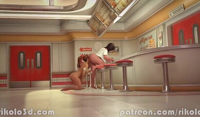 Stunning anime girls Brigitte, Ashe and Mei having lesbian threesome