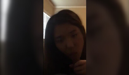 Brunette Korean slut gets dicked down in the doggy