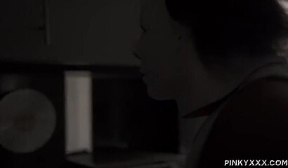 Brunette ebony gets a rough ass fuck from a big dick