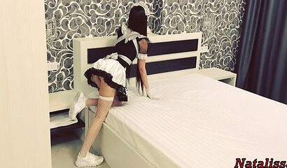 Slutty French maid works extra for a big tip