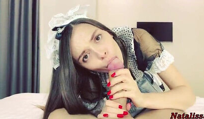 Slutty French maid works extra for a big tip