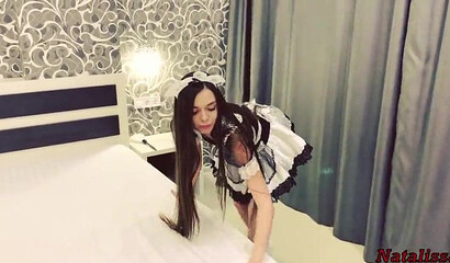 Slutty French maid works extra for a big tip
