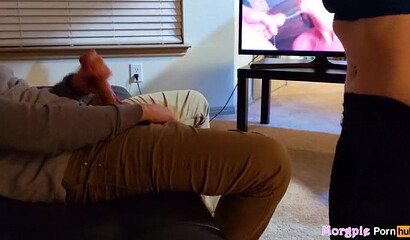 Blonde roommate caught him jerking off his big dick