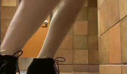 Naughty Egirl Rides A Big Dildo In A Public Bathroom