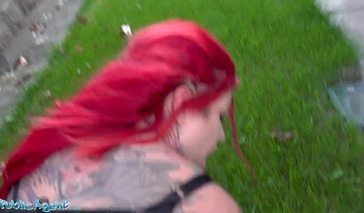 Busty redhead Sabien Demonia rides a big dick