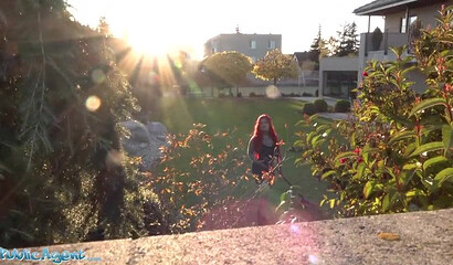 Busty redhead Sabien Demonia rides a big dick