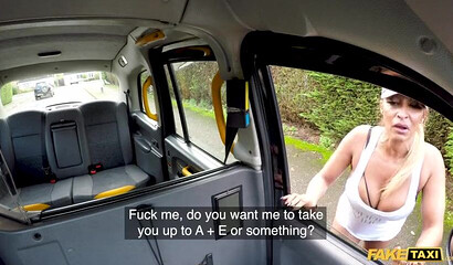 Blonde milf fucks a big dick in a fake taxi