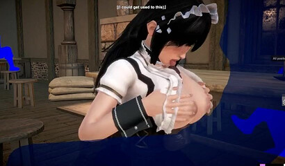 Busty anime brunette maid drilled rough and hard