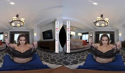 Busty milf Natasha Nice sucks a big cock in VR porn