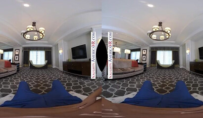 Busty milf Natasha Nice sucks a big cock in VR porn