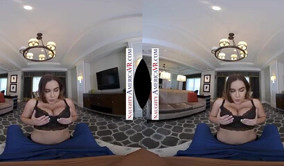 Busty milf Natasha Nice sucks a big cock in VR porn