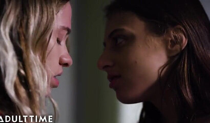 Naughty teens Gia and Khloe finger fuck at a sleepover