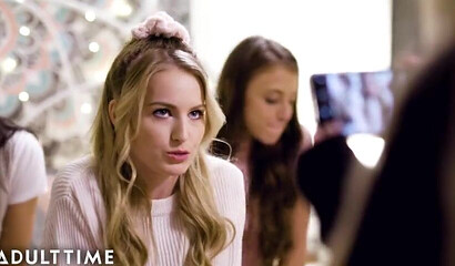 Naughty teens Gia and Khloe finger fuck at a sleepover