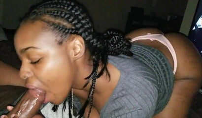 Amateur babe sucks and rides a big ebony cock