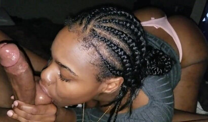 Amateur babe sucks and rides a big ebony cock