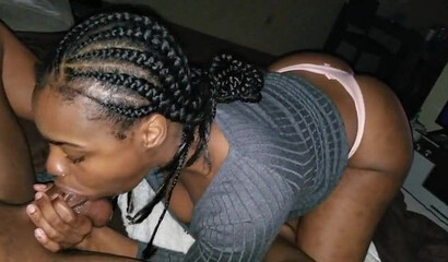 Amateur babe sucks and rides a big ebony cock