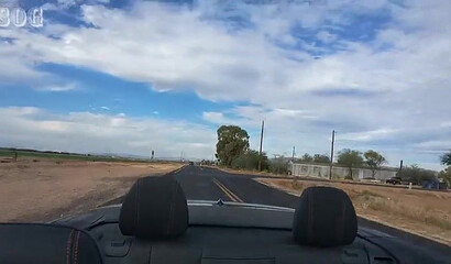 Horny blonde Ginger Banks rubs her bald pussy outdoors