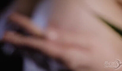 Outdoors session of oral creampie and cum swallowing actions