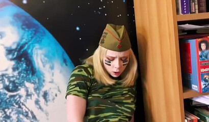 Naughty Amateur Teen Sucks A Dildo In Her Military Uniform