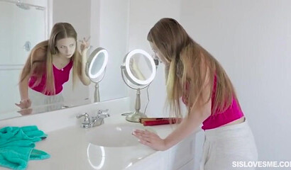 Naughty sis escapes from school to fuck her stepbrother