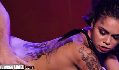 BDSM play with Kyle Mason and Genevieve Sinn on leash